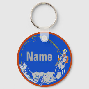 Fishing, add name or text keychain