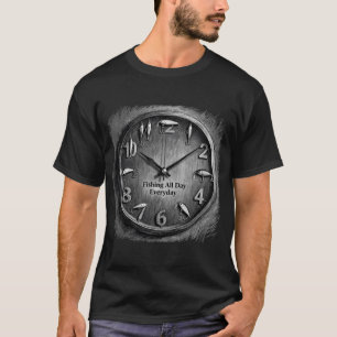 Fishing All Day Vintage Clock Art T-Shirt