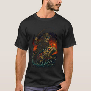Fishing American Flag Bass Fish Skull Skeleton Fis T-Shirt