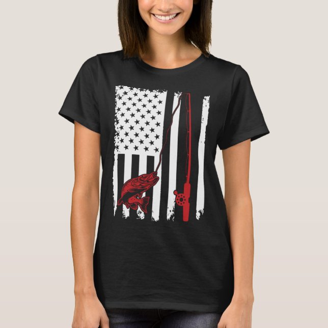 Fishing  American Flag Bass Fishing T-Shirt (Front)