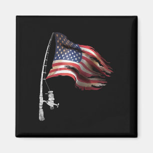 Fishing American Flag Fisherman Patriotic Day 4th Magnet