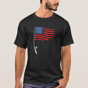 Fishing American Flag Fisherman Patriotic Day 4th T-Shirt