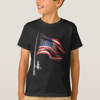 Fishing American Flag Fisherman Patriotic Day 4th T-Shirt