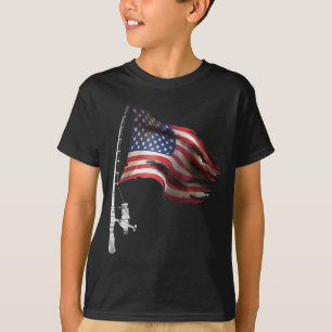 Fishing American Flag Fisherman Patriotic day 4th T-Shirt