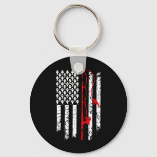 Fishing American Flag Husnd Son Grandson Funny Fis Key Ring