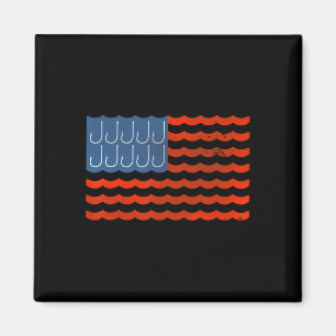 Fishing American Flag Patriotic Fishing 4th Of Jul Magnet