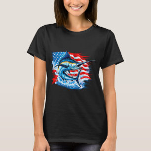 Fishing American Flag Patriotic T-Shirt