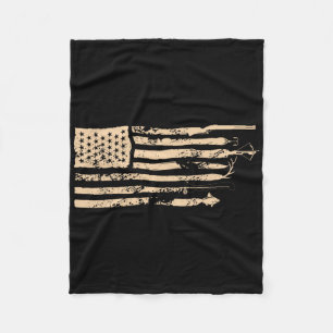 Fishing American Flag Usa Vintage Fishing Fisherma Fleece Blanket