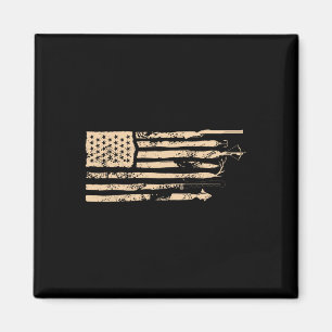 Fishing American Flag Usa Vintage Fishing Fisherma Magnet