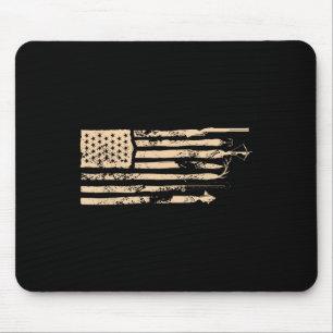 Fishing American Flag Usa Vintage Fishing Fisherma Mouse Mat