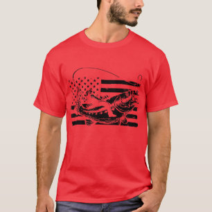 Fishing American Flag Vintage Funny Rodeo Bass Fis T-Shirt