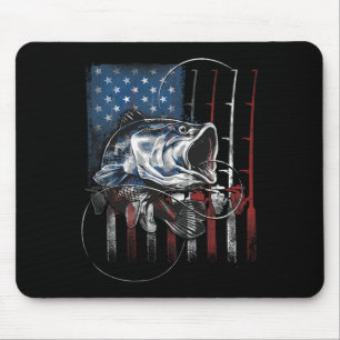 Fishing American Flag Vintage Usa B Fisherman Gift Mouse Mat