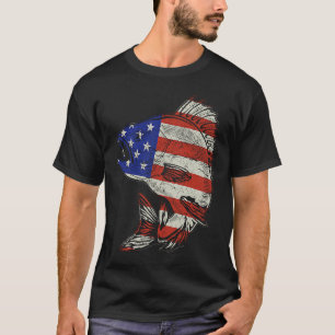 Fishing American Flag Vintage USA Bass Fisherman T-Shirt
