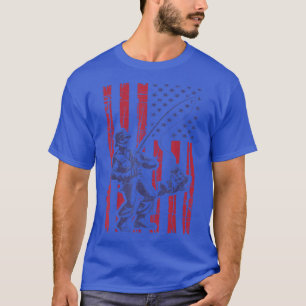 Fishing American Flag Vintage Usa Fisherman Gifts  T-Shirt