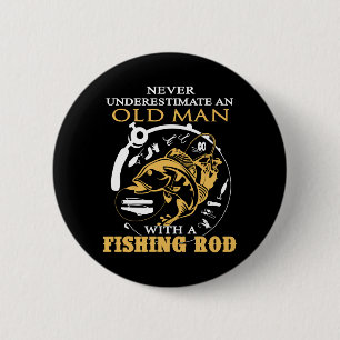 Fishing - An old man with a fishing rod 6 Cm Round Badge