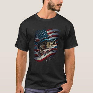 Fishing and an American Flag Largemouth Bass 1 T-Shirt