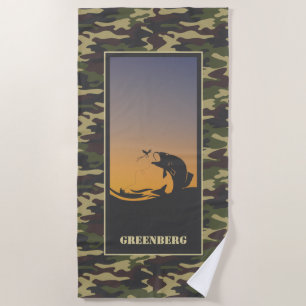 Fishing and Camo Beach Towel