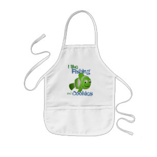 Fishing and Cookies (Green) Kids Apron