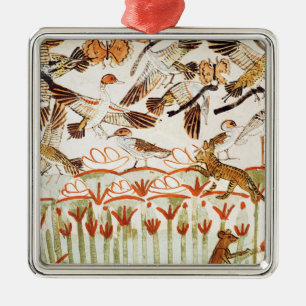 Fishing and fowling in the marshes metal tree decoration