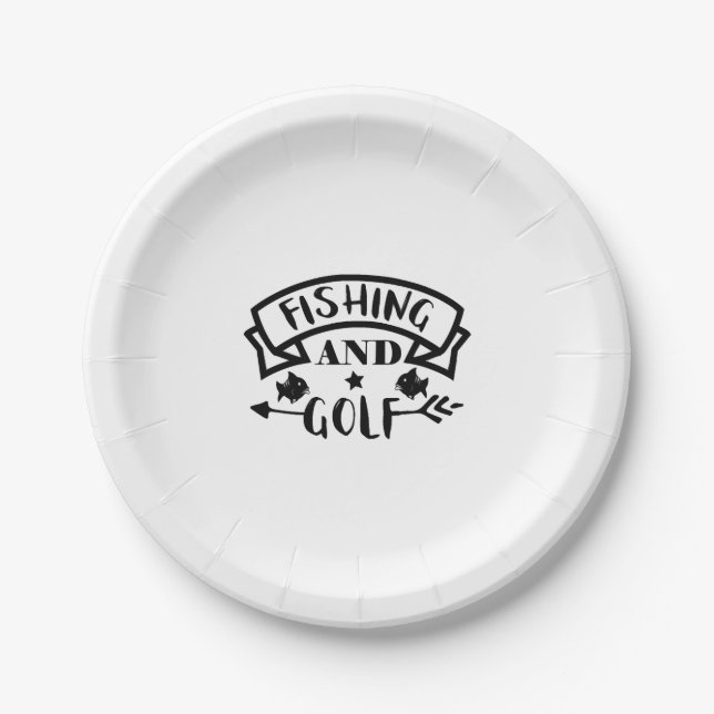Fishing And Golf Fishing Paper Plate (Front)