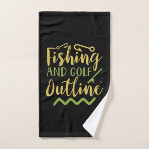 Fishing And Golf Outline Hand Towel