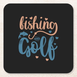 Fishing And Golf Square Paper Coaster