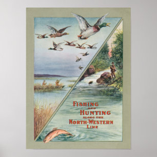Fishing and Hunting along the North-Western Line Poster