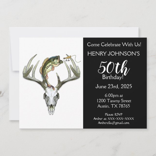 Fishing and Hunting Themed 50th Birthday Invitation (Front)