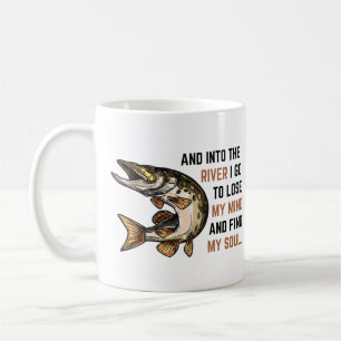 Fishing and into the river I go to lose my mind Coffee Mug