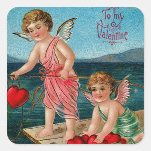 Fishing Angels Square Sticker