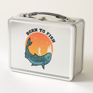 Fishing Anglers Born To Fish Fishing Metal Lunch Box