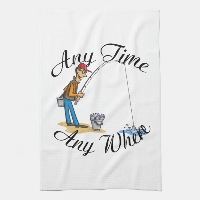 Fishing any time American MoJo Kitchen Towel (Vertical)
