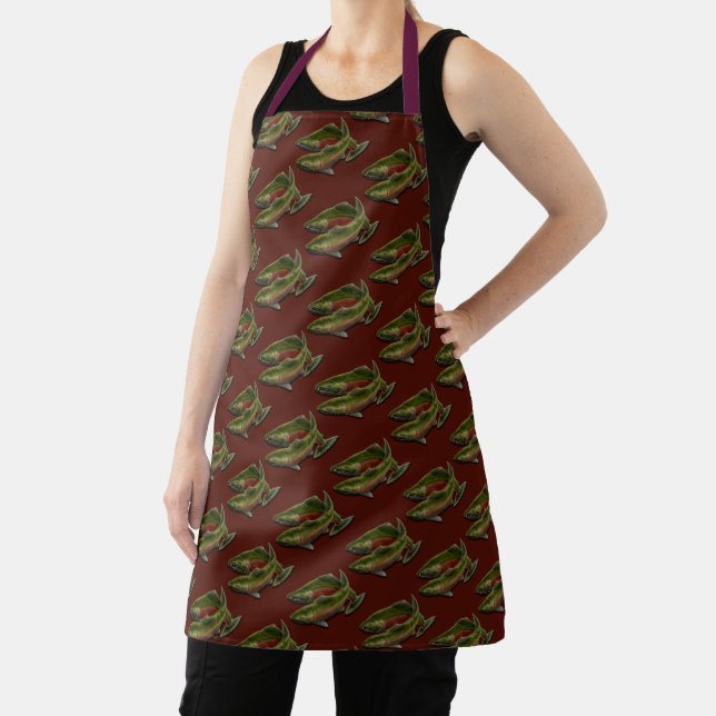Fishing Apron Coho Salmon Fish Art Aprons & Gifts (Insitu)