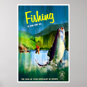 Fishing Art Angler Gift Vintage Poster Prin