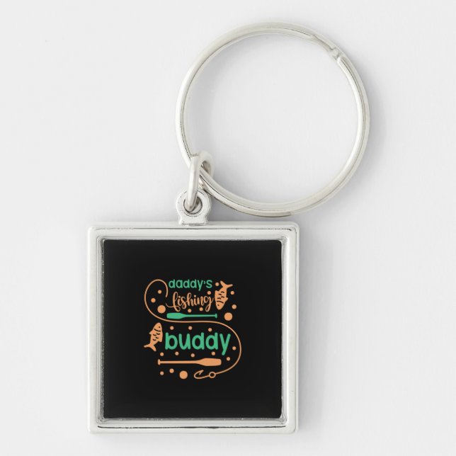 Fishing Art Daddy Fisher Friends Key Ring (Front)