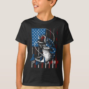 Fishing Art For Men Women American Flag Usa Fishin T-Shirt