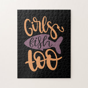 Fishing Art Girls Fish Too Jigsaw Puzzle