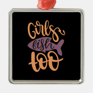 Fishing Art Girls Fish Too Metal Tree Decoration