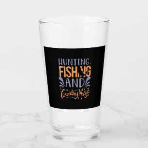 Fishing Art Hunting Fishing And Country Music Glass