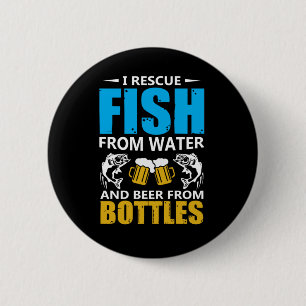 Fishing Art I Rescue Fish From Water 6 Cm Round Badge