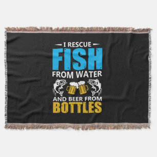 Fishing Art I Rescue Fish From Water Throw Blanket