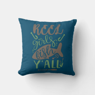 Fishing Art Real Girls Fish Yall Cushion