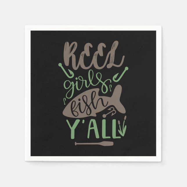 Fishing Art Real Girls Fish Yall Napkin (Front)