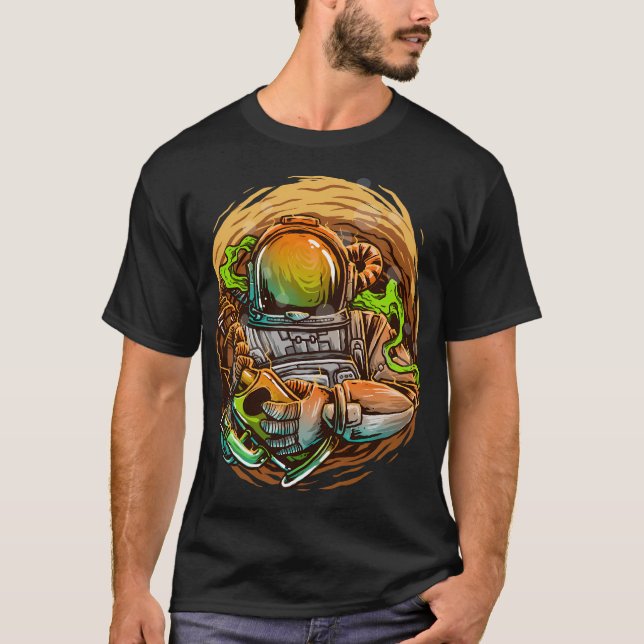Fishing Astronaut Illustration T-Shirt (Front)