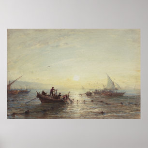 Fishing at Sunrise off the Coast near Marseilles Poster
