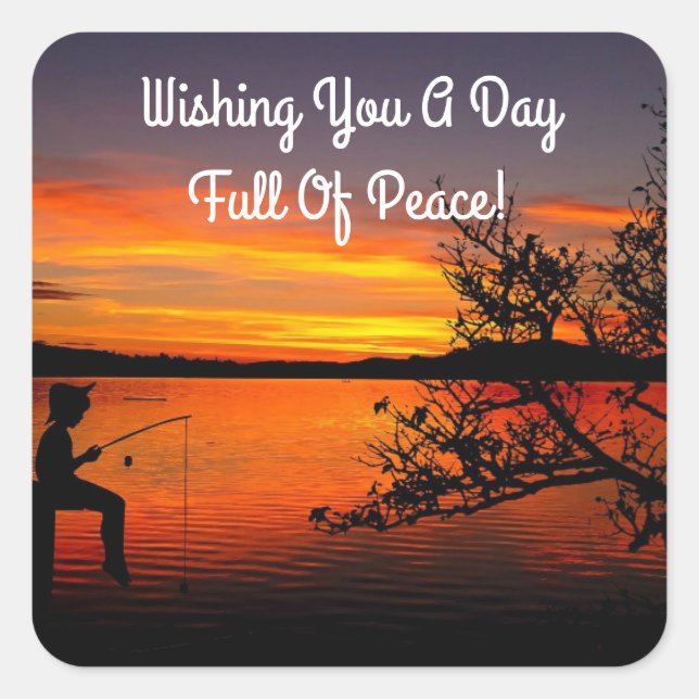 Fishing At Sunrise Square Sticker (Front)