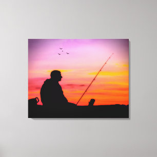 Fishing at Sunset Canvas Print