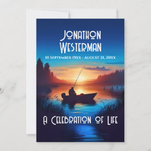 Fishing at Sunset Celebration of Life Invitation