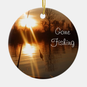 Fishing At Sunset Ceramic Tree Decoration