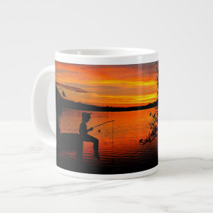 Fishing At Sunset Large Coffee Mug